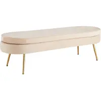 SalesFever Polsterbank "Clam Elegante Bank mit Polsterung", beige, B:142cm H:41cm T:45cm, Metall, Polyester, Sitzbänke, Polsterbank, Eleganz in Gold: Breite 142cm