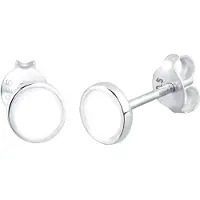 Elli Ohrringe Basic Geo Kreis Emaille 925 Sterling Silber Elli Weiß
