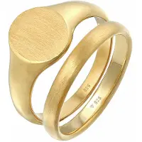 KUZZOI Ring Herren Siegelring Basic Bandring 2Er Set 925 Silber Kuzzoi Gold