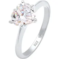 Elli Ring Herz Zirkonia Verlobungsring Solitär 925 Silber Elli Silber