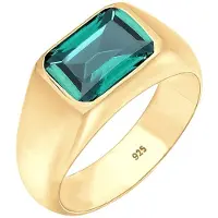 Elli Ring Siegelring Edelstein Trend Statement 925 Silber Elli Premium Grün