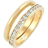 Elli Ring Kristalle Memoire Bandring Basic 2Er Set 925 Silber Elli Gold