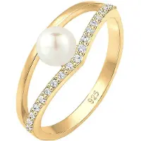 Elli Ring Süßwasserzuchtperle Kristalle Silber Elli Gold