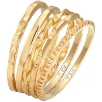 Elli Ring Stapelringe Stacking Bandring 5Er Set 925 Silber Elli Gold