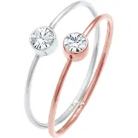 Elli Ring Solitär Set Kristalle 925 Silber Bicolor Elli Rosegold
