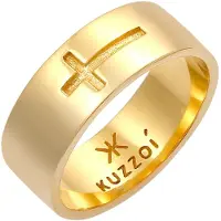 KUZZOI Ring Herren Bandring Glanz Kreuz Glaube 925 Silber Kuzzoi Gold