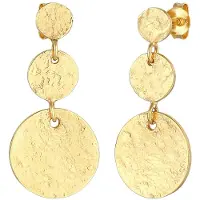 Elli Ohrringe Ohrhänger Plättchen Vintage Antique 925 Silber Elli Gold