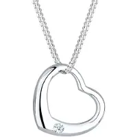Elli DIAMONDS Halsketten - Halskette Herz Liebe Diamant (0.03 ct.) 925 Silber - Gr. unisize - in Weiß - für Damen