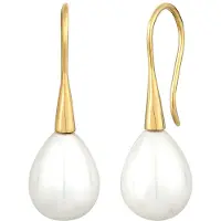 Nenalina Ohrringe Muschelkernperle Tropfen Ohrhänger 925 Silber Nenalina Gold