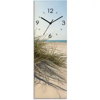 ARTland Glas Wanduhr Quarzuhr - schwarzer Zeiger Strandgras Größe: 20x60 cm
