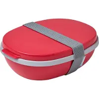 Mepal Lunchbox Ellipse duo, 1425 ml, Aufbewahrungsdose mit separatem Fach, Farbe: rot, Nordic red