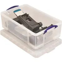 Really Useful Box Transportbox , Volumen 50 l, L 710 x B 440 x H 230 mm, stapelbar, mit Deckel & Klappgriffen, PP, transparent