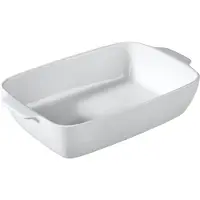 Metro Professional Rechteckige Auflaufform mit Griffen, Steinzeug, 40 x 25 x 8 cm, stapelbar, temperaturbeständig bis 250 °C, weiß