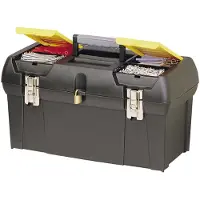 Stanley Werkzeugbox Millenium, Werkzeugkasten, Kunststoff, Schwarz, 3,58 l, 16 kg, Scharnier
