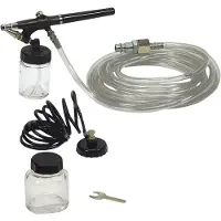 Stanley Airbrush Set 150119XSTN - Anschluss an Kompressor - 15l/min - 3Bar - Airbrush-Pistole mit Schlauch, Spiralschlauch, Farbbehälter - Schwarz