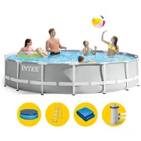 Intex 26720GN PrismFramePool-Set inkl.Pumpe, Leiter und Planen 427x107cm