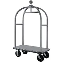 Bolero Gepäckwagen aus gebürstetem Edelstahl 18/8 und belastbar bis 350kg