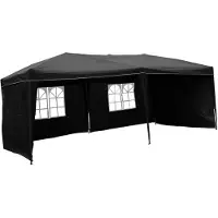 Linder Exclusiv GmbH Alu Faltpavillon 6x3x2,5m wasserdicht Polyester 4Seitenteile Pop Up Partyzelt, Farbe:blau