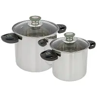 Bo Camp Bo-Camp Elegance Compact 2, Topf-Set, Edelstahl, 4,3 l, Silber, Schwarz, 1,4 kg