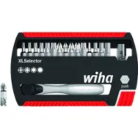 Wiha Bit Set XLSelector Standard 25 mm gemischt 17-tlg. mit Bitratsche Form C 6,3 (1/4") (36951)