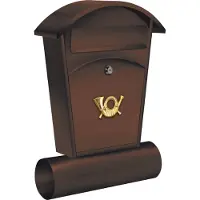 VOREL Briefkasten mit Zeitungsspender und 2 Tasten - braun - 480x280x80 mm