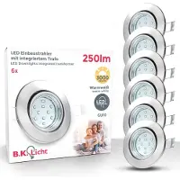 B.K.Licht Einbauspot 10er Set 68mm Lochmaß - GU10, 3W, 250lm, LED, warmweiß, matt-nickel