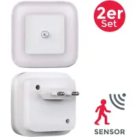 B.K.Licht Nachtlicht - 0,32W, 26lm, mit Bewegungsmelder, Stecker, Timer, warmweiß, weiß