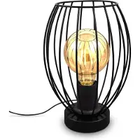 B.K.Licht Nachttischlampe - mit Schalter, retro, max. 40W, E27 Fassung, schwarz