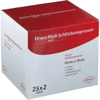 Dräco Schlitzkompressen Mull 10x10 cm steril 12fach 25x2 St Kompressen