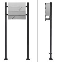 ML-Design Standbriefkasten Hellgrau mit Zeitungsfach mit Pfosten Anthrazit 120cm