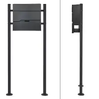 ML-Design Standbriefkasten Anthrazit mit Zeitungsfach Ständer Anthrazit 120 cm