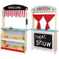 Jouéco Holz Theater und Einkauf 2 in 1