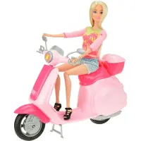 Toi-Toys LAUREN 04113A - Teenagerpuppe auf Roller, rosa Roller mit Spielzeugpuppe