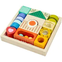 Classic World Sinnesblöcke aus Holz, 7 Funktionen, multifunktionale Puzzleformen, Klang, Montessori, 14-tlg.