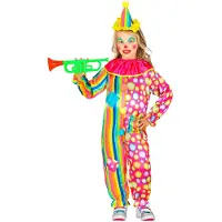 Finidi Kinder Clown Kostüm mit Overall mit Kragen, Minihut