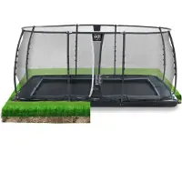 Exit Dynamic Trampolin 305x519cm, mit Sicherheitsnetz, Bodentrampolin, Rechteckig, für Kinder, Schwarz