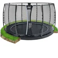 Exit Dynamic Trampolin ø366cm, mit Sicherheitsnetz, Bodentrampolin, Rund, für Kinder, Schwarz