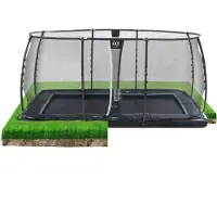 Exit Dynamic Trampolin 275x458cm, mit Sicherheitsnetz, Bodentrampolin, Rechteckig, für Kinder, Schwarz