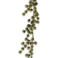 Everlands Zederngirlande 15cm künstlich mit Zapfen & goldenem Glitzer 1,8m Grün