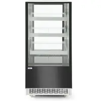 Hendi Kühlvitrine 233443, schwarz, 500 Liter, 3 geneigte Regalböden, doppelt verglast