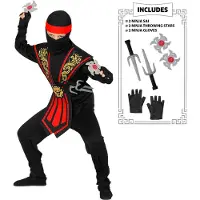 Widmann Rotes Ninja-Kostüm mit Zubehör - Größe 140