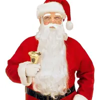 Finidi Nikolausbart Weihnachtsmannbart Maxi mit Schnurrbart und Augenbrauen, weiss