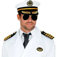 Finidi 68543 - Verkleidungsset Kapitän, Mütze, Epauletten und Brille, Navy Captain, Karneval, Motto