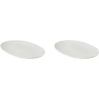 Palmer 2 x White Delight Teller flach oval im Set, Porzellan, 30 x 21,5 cm, weiß glänzend, randlos coupe modern, für modernes Servieren von Speisen