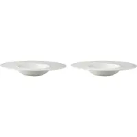 Palmer 2 x White Delight Galaxy Teller tief im Set, Porzellan, Ø 30 cm, weiß glänzend, breiter Rand , modern futuristisch, für Suppe, Pasta, Dessert