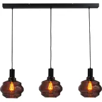 Masterlight Pendelleuchte Porto 3-flammig Glas Rot-Transparent 100x24cm