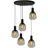 Masterlight Pendelleuchte Porto 5-flammig Glas Grün-Transparent Ø60cm