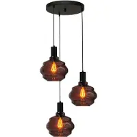 Masterlight Pendelleuchte Porto 3-flammig Glas Rot-Transparent Ø45cm