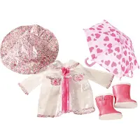 Götz 3402190 Kombination Rainy Day - Aprilwetter Puppenbekleidung Gr. XL - 5-teiliges Bekleidungs- und Zubehörset für Stehpuppen von 45 - 50 cm