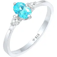 Elli Ring Zirkonia Blau Oval Verlobung 925 Silber Elli Silber